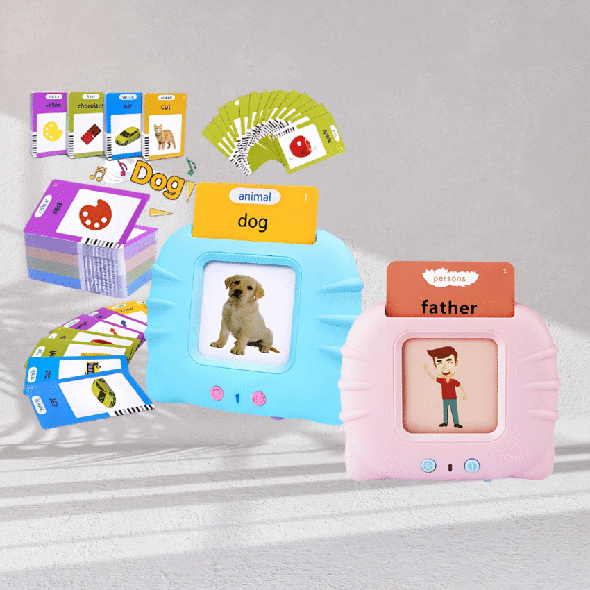 Pink or Blue Talking Flash Card Reader with a Set of 112 Double Side cards