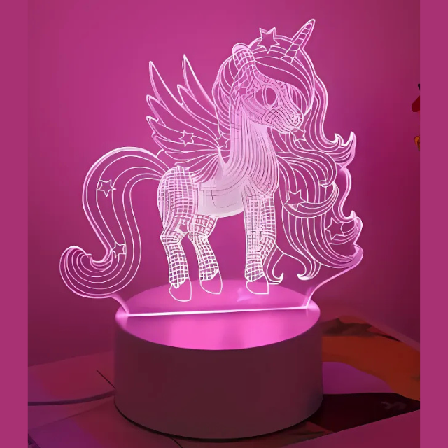 3D Unicorn Shaped Night Light, USB Powered