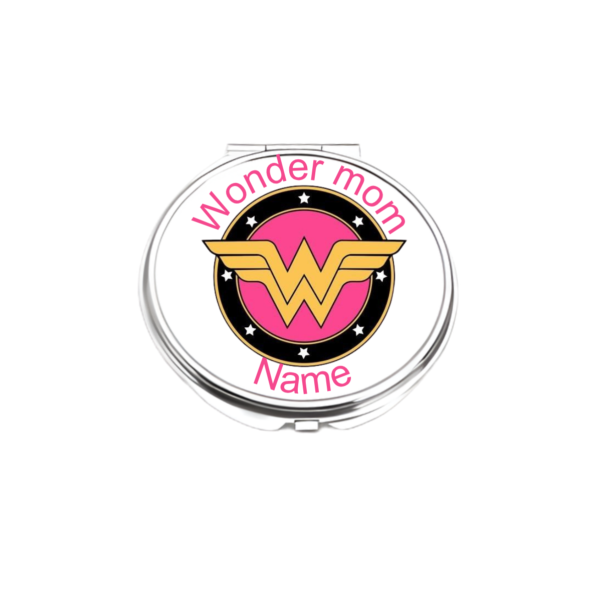 black wonder mom tote bag with matching stainless steel travel mug and compact mirror gift set for mothers day