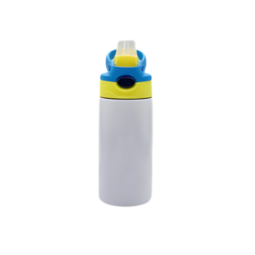 personalized boys stainless steel sippy cup blue and yellow lid custom kids water bottle