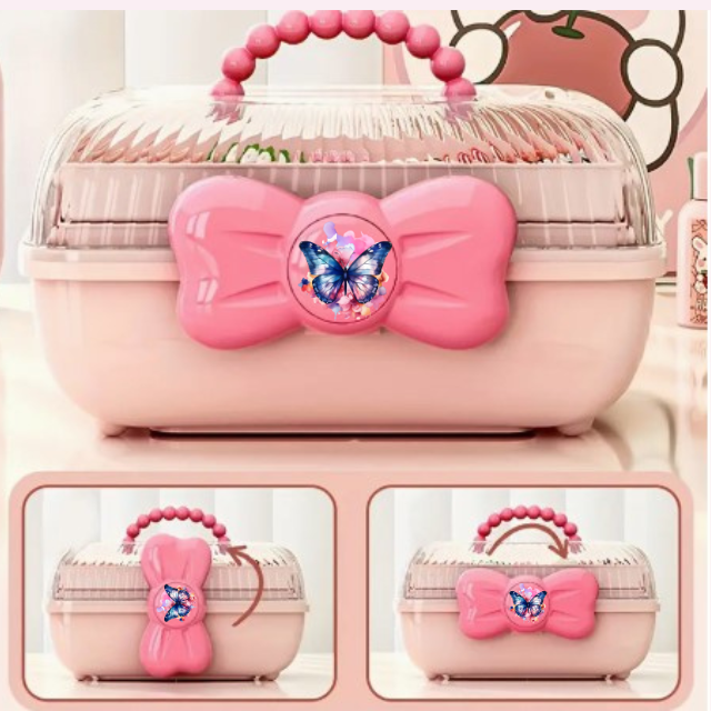 Little girls hair accessories and craft storage case with butterfly design