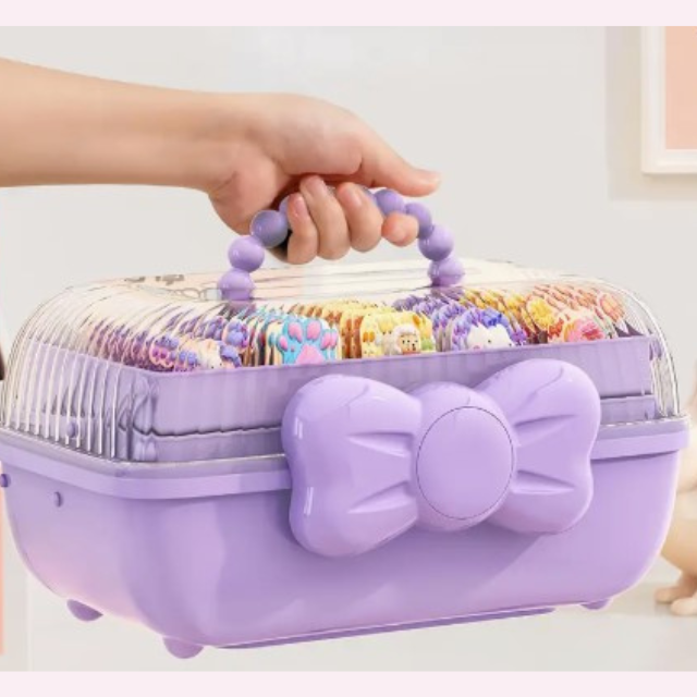 Purple girls storage case for hair accessories and crafts