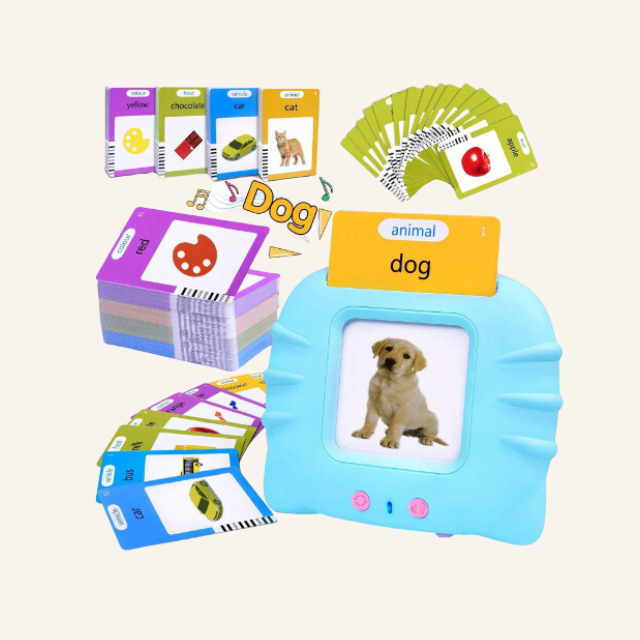 Kids flashcard reader with 112 English learning cards for children